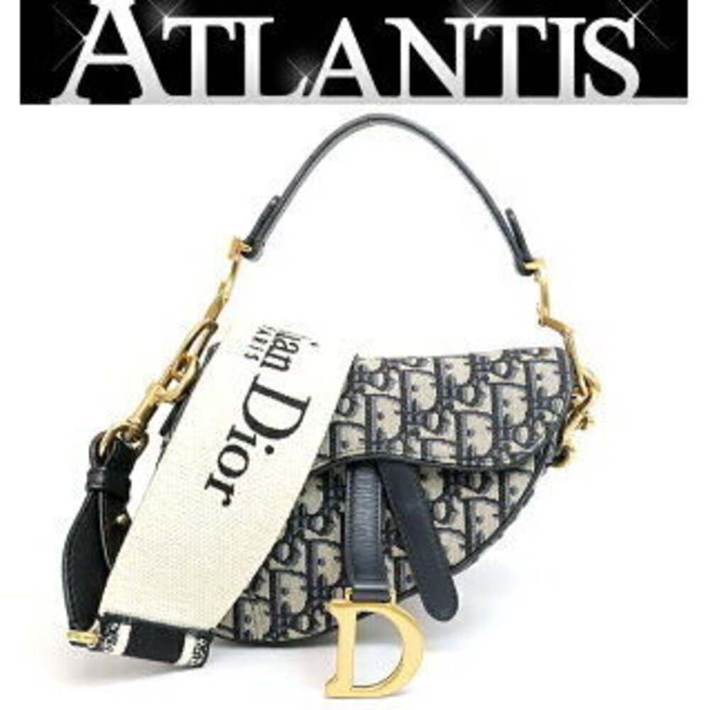 Christian Dior Saddle Bag Strap Oblique Navy Blue